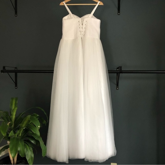 Custom Tailored Women’s Lace Corset White Wedding Dress w/cape and gloves Sz M - Picture 5 of 17